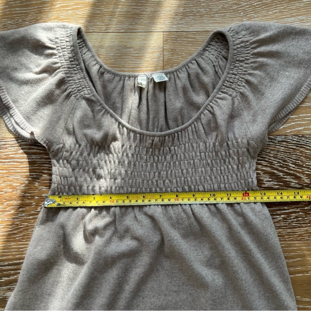 ANTHROPOLOGIE Moth Cashmere Smocked Short Sleeve Babydoll Sweater Dress XSmall - Picture 9 of 10